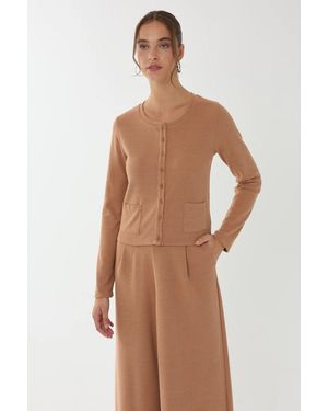 Hiccup Button-Front Knit Cardigan - Brown