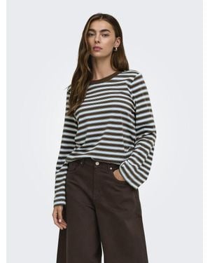 ONLY Onlluna Happy Gestreept Longsleeve T-Shirt - Bruin