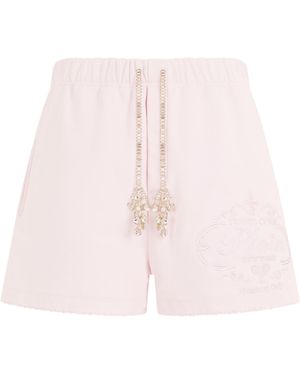 Philipp Plein Washed Fleece Shorts Tennis Club Crystals - Roze