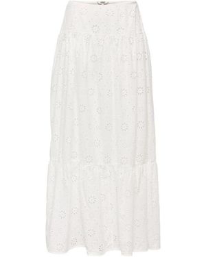 ONLY Onlalithea Long Emb Skirt Wvn Dessin - Wit
