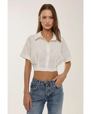 Hiccup Short Sleeve Crop Shirt - White
