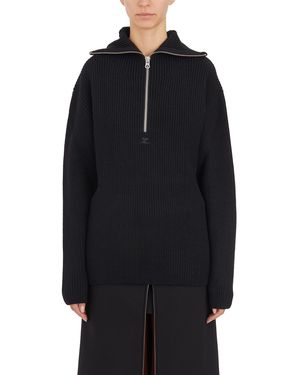 Courreges Half Zip Jumper Wool - Blue