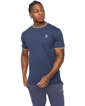 Crosshatch T-Shirt Van Preece Met Contrasterende Strepen (Marine) - Blauw