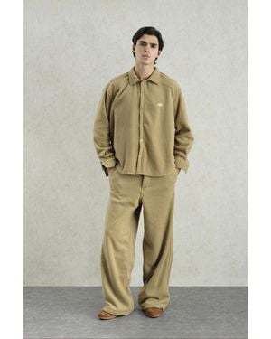 Giesto Plush Oversized Snap-Button Shirt - Natural