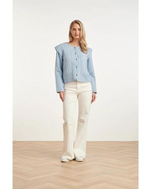 Smashed Lemon Gevoerde Jasje Met Structuur En Knoopsluiting - Blauw