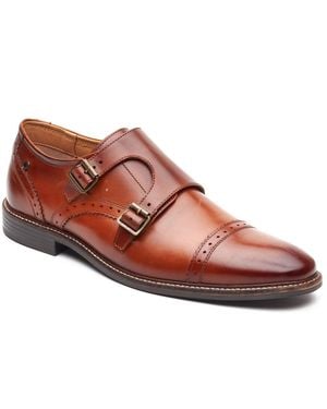 Base London Henley Monk Leather Burnt Double Shoes - Brown