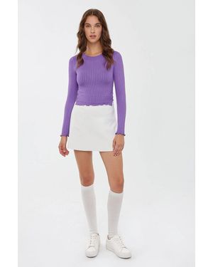 Hiccup Crew Neck Knitted Top - Purple