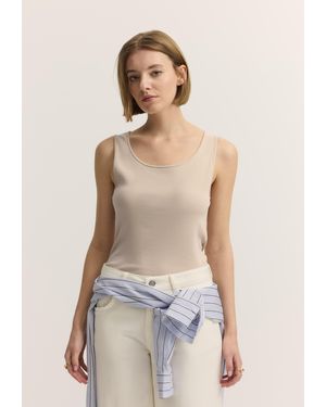 Bugatti Damen Top Van Katoen-Stretch Met Ribbelpatroon - Wit