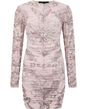 Philipp Plein Wrinkled Mini Dress Butterfly Tattoo - Roze