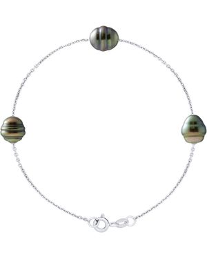 Ateliers Saint Germain Bracelet 3 Real Cultured Tahiti Pearls Circled 8-9 Mm - Metallic