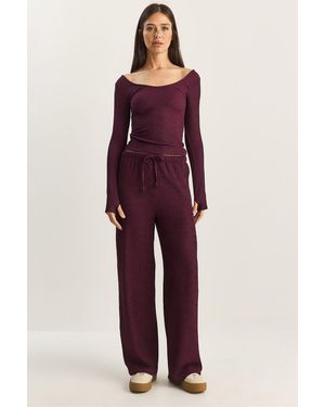 Bianco Lucci High Waist Wide Leg Trousers - Red