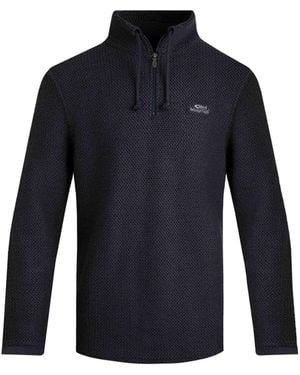 Weird Fish Macaroni Quarter Zip Pullover Jumper - Blue