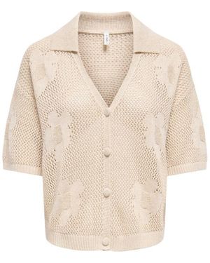 ONLY Onlceline Ss Glitter Mesh Cardi Knt Ecru/ Glit - Naturel