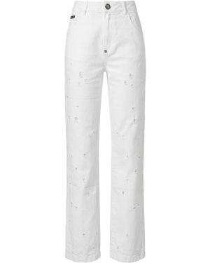 Philipp Plein Jeans Met Rechte Pijpen - Wit