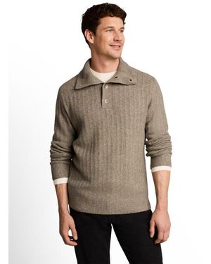 Tom Tailor Rib Structure Button Troyer Knit - Bruin