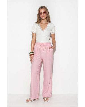 Bianco Lucci Wijde Pijp Crêpe Broek - Roze