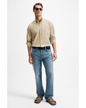 Grimelange Button Collar Poplin Shirt - Blue