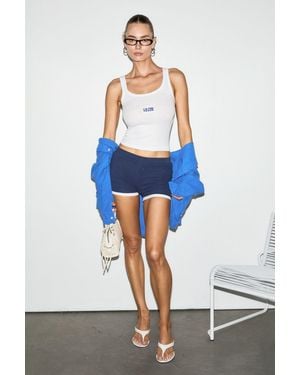 Grimelange Ribbed Embroidered Crop Cami - Blue