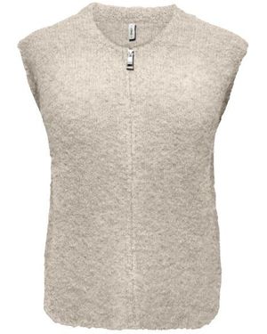 ONLY Onlbouble Sl O-Neck Zip Vest Knt 15374816 Peyote - Naturel