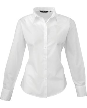 PREMIER Popeline Blouse Met Lange Mouwen - Wit