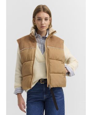 Bugatti Damen Gewatteerd Vest, Materiaalmix, Opstaande Kraag - Blauw