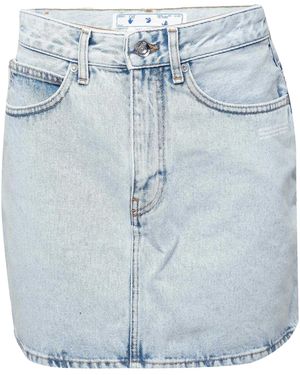 Off-White c/o Virgil Abloh Off Denim Minirok Voor (Lichtblauw)