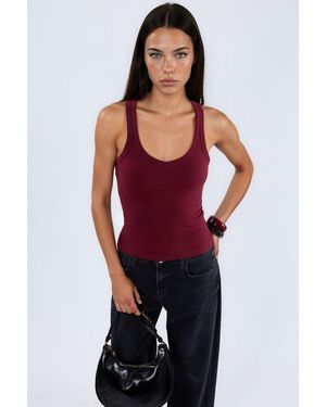 Busem V-Hals Geribbelde Tanktop - Rood