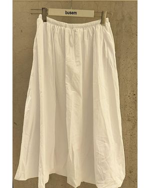 Busem Hoge Taille A-Lijn Midi Rok - Naturel