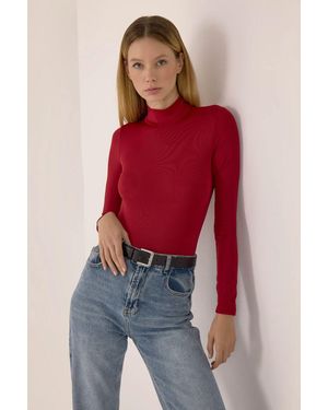 Hiccup Basic Long Sleeve Bodysuit - Red
