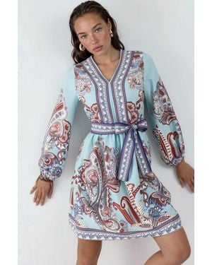 Msn-Collection Patterned A-Line Mini Dress - Grey