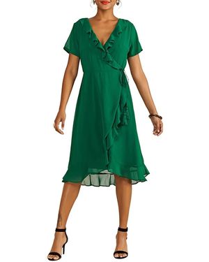 Yumi' Frill V-Hals Wikkeljurk - Groen