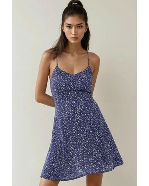 Hiccup Flower Pattern Mini Dress - Blue