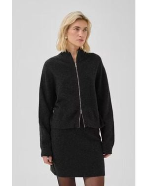 My Essential Wardrobe Mwtracy Knit Zip Cardigan 10705644 100379 - Zwart
