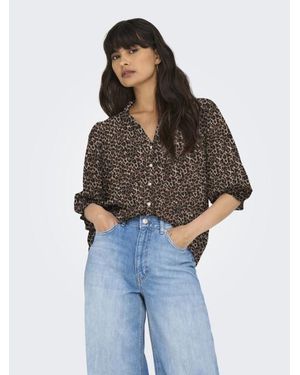 ONLY Onlraya Blouse Met Luipaardprint En 3/4-Mouwen - Bruin