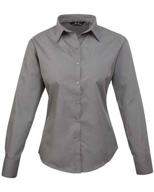 PREMIER Popeline Blouse Met Lange Mouwen (Donkergrijs)