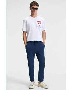 Grimelange Straight Leg Drawstring Joggers - Blue