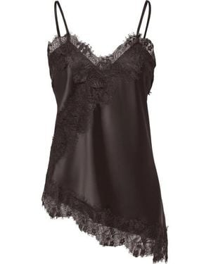 ONLY Onlindona Strap Satin Lace Top Wvn Chocolate Torte - Bruin