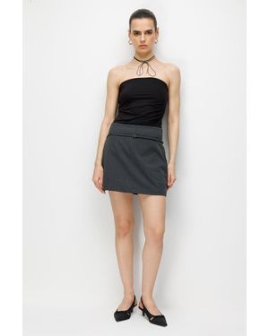 MixRay High Waist Mini Skirt With Belt - Black