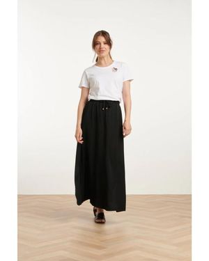 Smashed Lemon 25143 E Rayon Satin Maxi Rok - Zwart