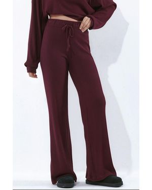 Busem Elastic Waist Straight Trousers - Red