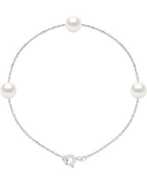 Ateliers Saint Germain Bracelet 3 Real Cultured Freshwater Pearls Round 7-8 Mm - Metallic