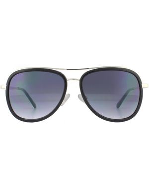 Guess Zonnebril Gg1157 06B Glanzend Donker Nickeltin Rook Verloop - Blauw