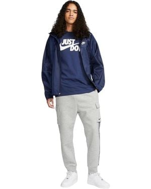 Nike Just Do It-T-Shirt Met Swoosh Voor (Middernacht Marine) - Blauw