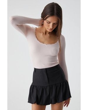 Grimelange High Waist Flouncy Mini Skirt - Black