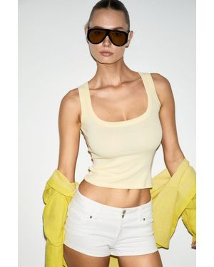 Grimelange Sleeveless Round Neck Tank Top - Yellow