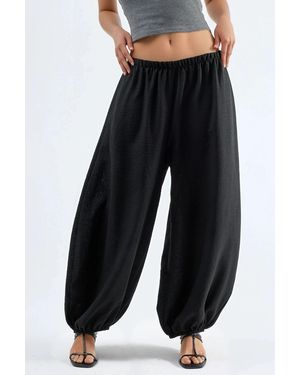 Hiccup Low Waist Baggy Fit Jogger Trousers - Black