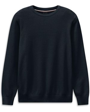 Bugatti Herren Trui Met Ronde Hals En Structuur - Blauw