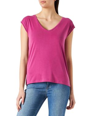 Pieces Pckamala Gebreid T-Shirt Met V-Hals Voor (Festival Fuchsia) - Rood