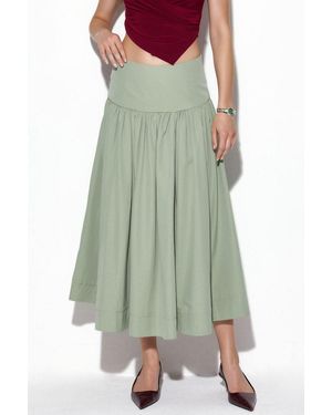 Busem High-Waist A-Line Midi Skirt - Green