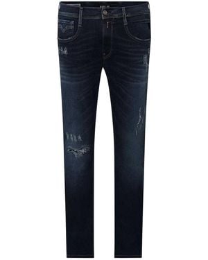 Replay Anbass Slim-Fit Jeans Voor Met Verweerde Look - Blauw